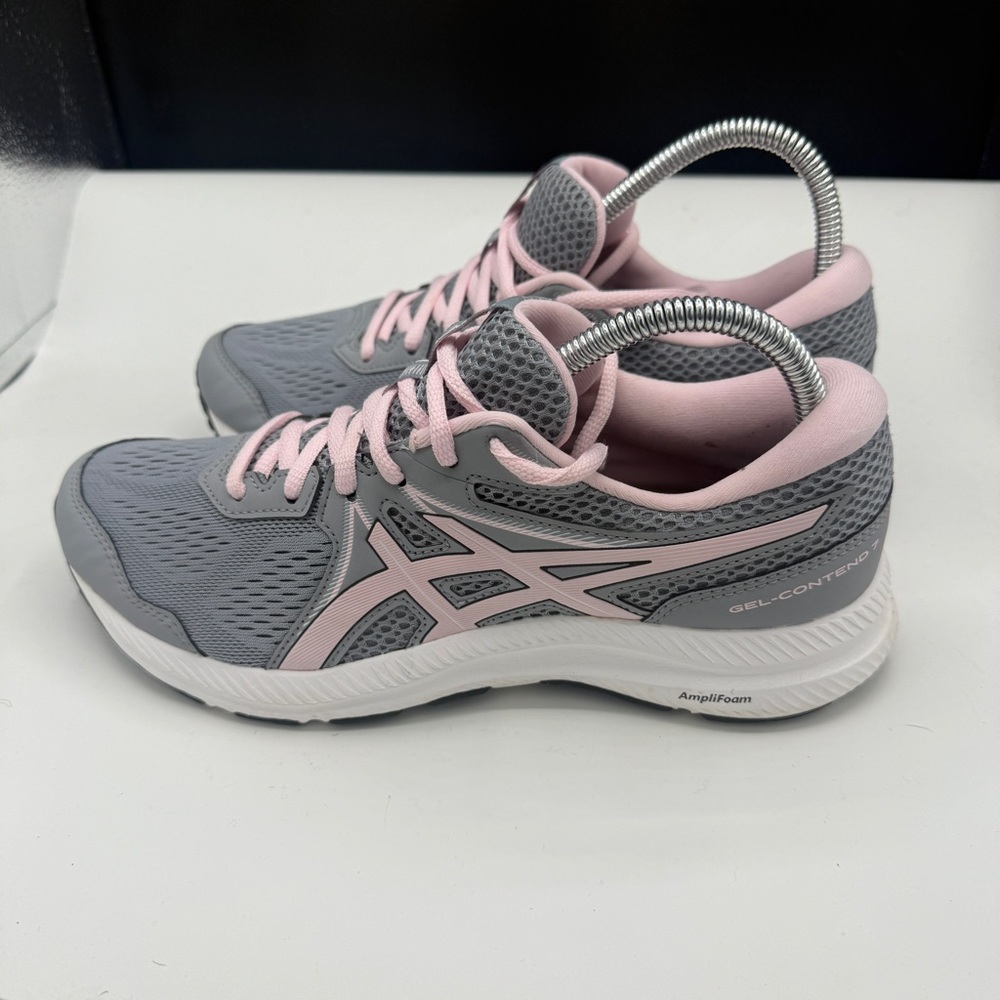 ASICS Gray Pink Gel Contend 7 Lace Up Running Sneakers - Picture 4 of 9